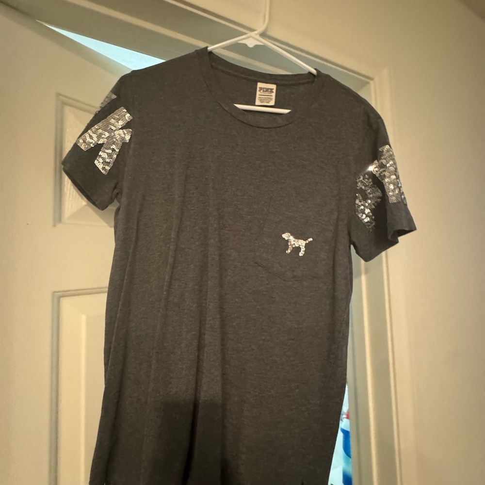 Bling Gray PINK Victoria's Secret Graphic T-Shirt
